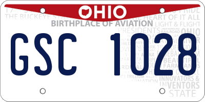 OH license plate GSC1028
