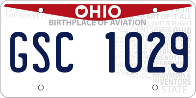 OH license plate GSC1029