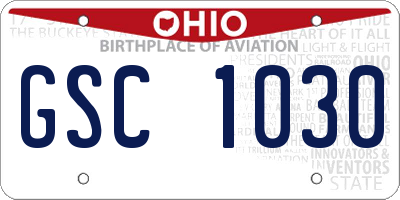 OH license plate GSC1030