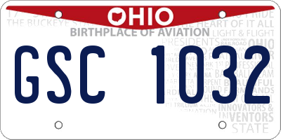 OH license plate GSC1032