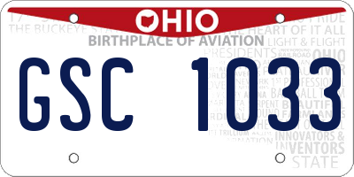 OH license plate GSC1033