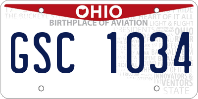 OH license plate GSC1034