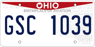 OH license plate GSC1039