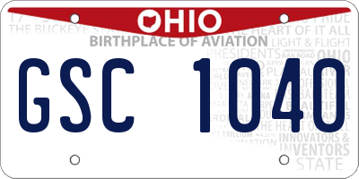 OH license plate GSC1040