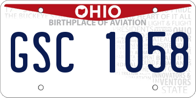 OH license plate GSC1058