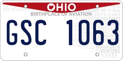 OH license plate GSC1063