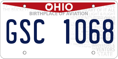 OH license plate GSC1068