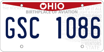 OH license plate GSC1086