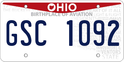 OH license plate GSC1092