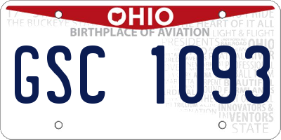 OH license plate GSC1093