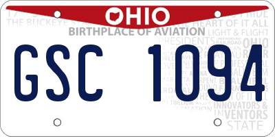 OH license plate GSC1094