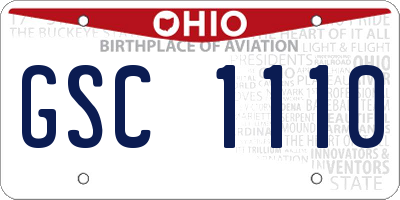 OH license plate GSC1110