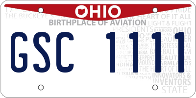 OH license plate GSC1111