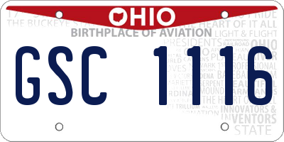 OH license plate GSC1116
