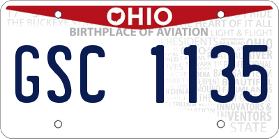 OH license plate GSC1135