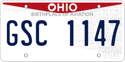 OH license plate GSC1147