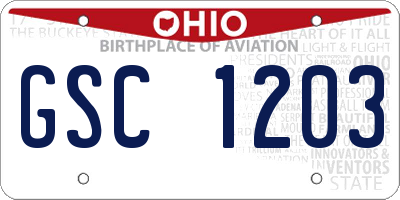 OH license plate GSC1203