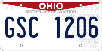 OH license plate GSC1206