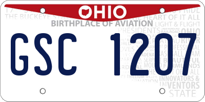 OH license plate GSC1207