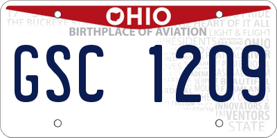 OH license plate GSC1209