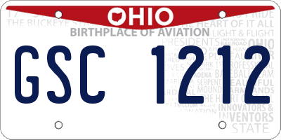 OH license plate GSC1212