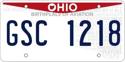 OH license plate GSC1218