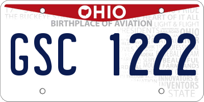 OH license plate GSC1222
