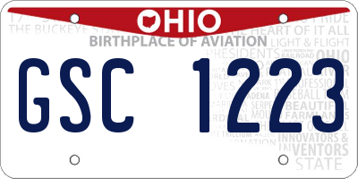 OH license plate GSC1223