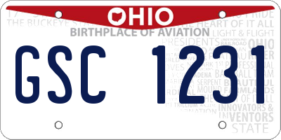OH license plate GSC1231