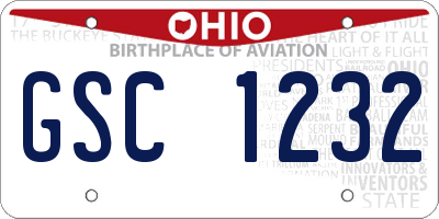OH license plate GSC1232
