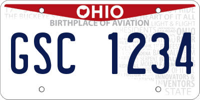 OH license plate GSC1234
