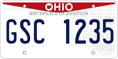 OH license plate GSC1235