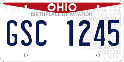 OH license plate GSC1245