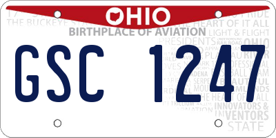 OH license plate GSC1247