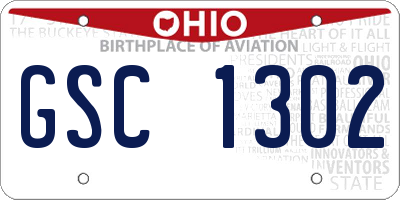 OH license plate GSC1302