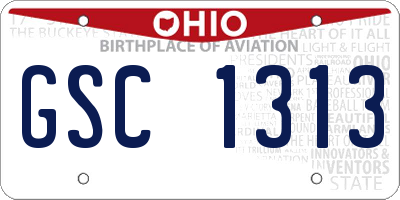 OH license plate GSC1313