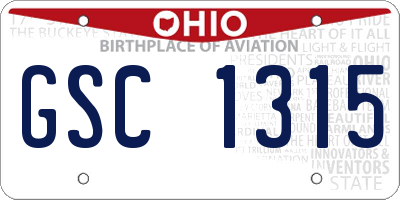 OH license plate GSC1315