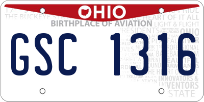 OH license plate GSC1316