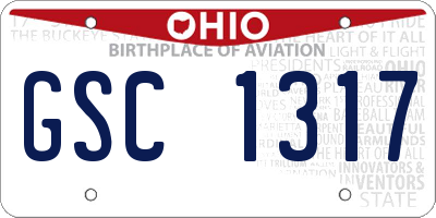 OH license plate GSC1317