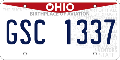 OH license plate GSC1337