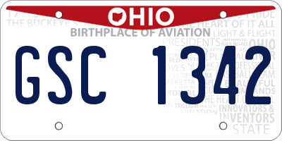 OH license plate GSC1342