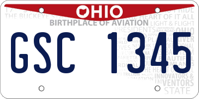 OH license plate GSC1345