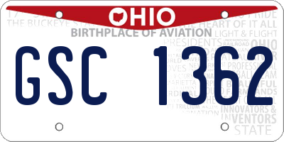 OH license plate GSC1362