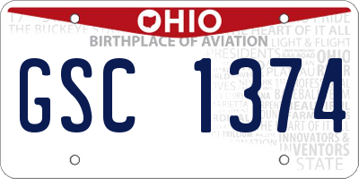 OH license plate GSC1374