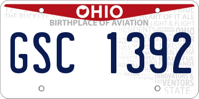 OH license plate GSC1392