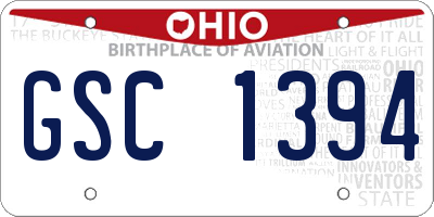 OH license plate GSC1394