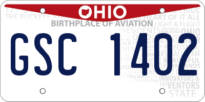 OH license plate GSC1402