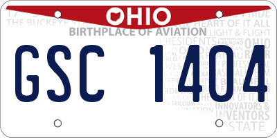 OH license plate GSC1404