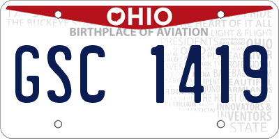 OH license plate GSC1419