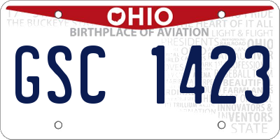 OH license plate GSC1423